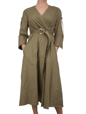 Abito midi Liu-Jo in popeline con cintura verde in DONNA