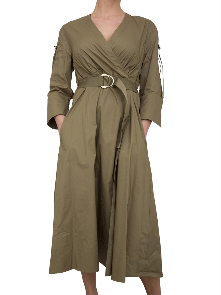 Abito midi Liu-Jo in popeline con cintura verde