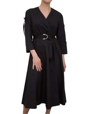 Abito midi Liu-Jo in popeline con cintura nero in DONNA
