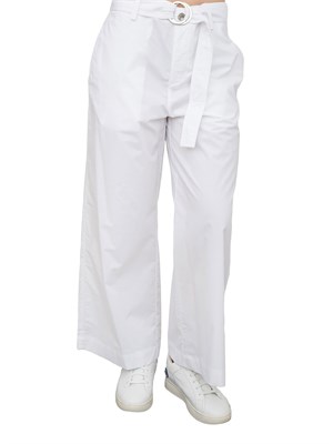 Pantaloni Liu-Jo a palazzo cropped con cintura bianco in DONNA