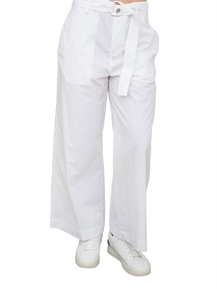 Pantaloni Liu-Jo a palazzo cropped con cintura bianco