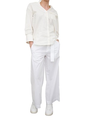Pantaloni Liu-Jo a palazzo cropped con cintura bianco in DONNA