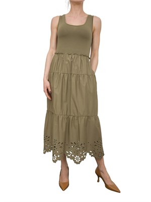 Abito Liu-Jo verde in cotone con ricami in DONNA