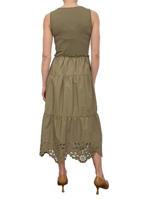 Abito Liu-Jo verde in cotone con ricami in DONNA