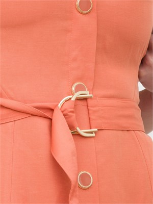 Abito in lino Liu-Jo arancione con cintura in DONNA