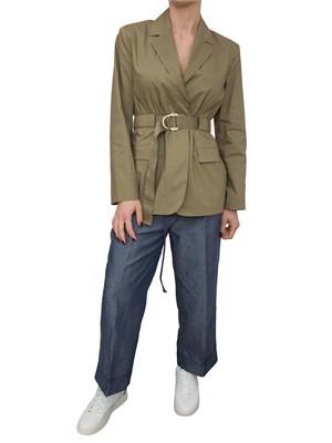 Giacca Liu-Jo in cotone con cintura verde in DONNA