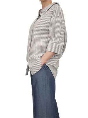 Camicia Liu-Jo in popeline con maxi colletto taupe in DONNA