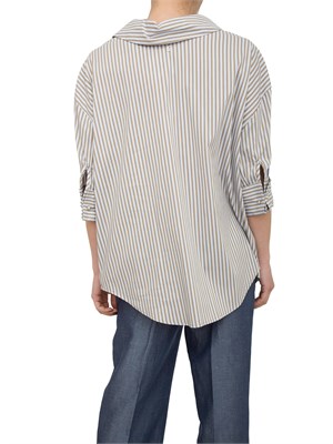 Camicia Liu-Jo in popeline con maxi colletto taupe in DONNA