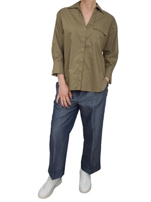 Camicia Liu-Jo verde in cotone con stampa in DONNA