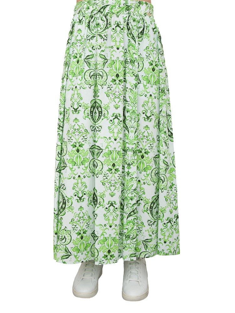 Gonna midi Liu-Jo verde in popeline