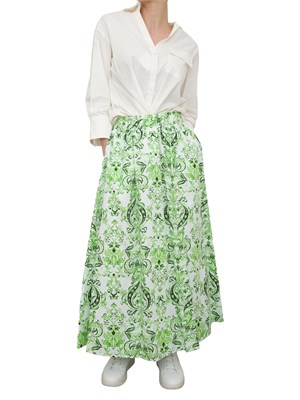 Gonna midi Liu-Jo verde in popeline in DONNA