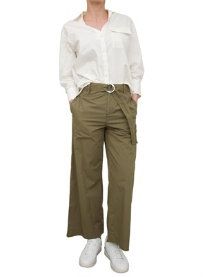 Pantaloni Liu-Jo a palazzo cropped con cintura verde in DONNA