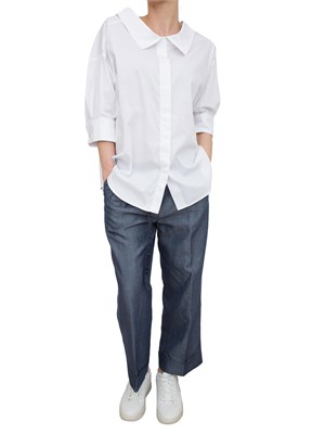 Pantaloni Liu-Jo in misto lino con cintura blu denim in DONNA