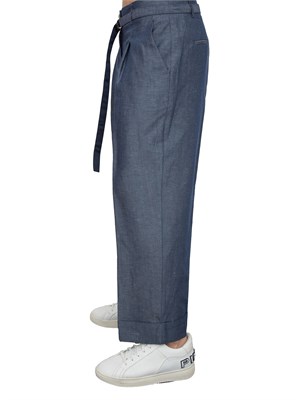Pantaloni Liu-Jo in misto lino con cintura blu denim in DONNA