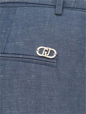 Pantaloni Liu-Jo in misto lino con cintura blu denim in DONNA