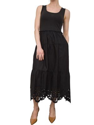 Abito Liu-Jo nero in cotone con ricami in DONNA