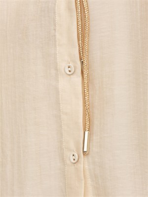 Camicia donna over Blugirl in tencel beige con collana tubolare strass in DONNA