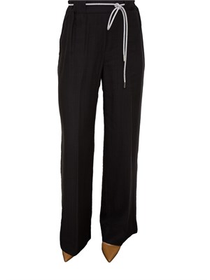 Pantaloni a palazzo Blugirl in tencel nero con cintura tubolare strass in DONNA