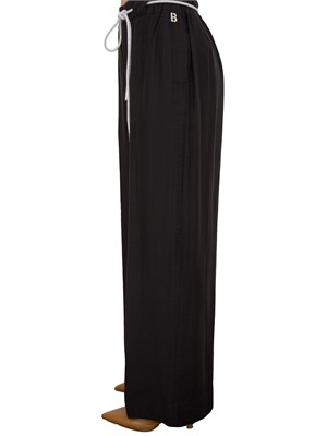 Pantaloni a palazzo Blugirl in tencel nero con cintura tubolare strass in DONNA