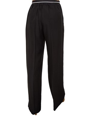 Pantaloni a palazzo Blugirl in tencel nero con cintura tubolare strass in DONNA