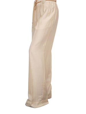 Pantaloni a palazzo Blugirl in tencel beige con cintura tubolare strass in DONNA