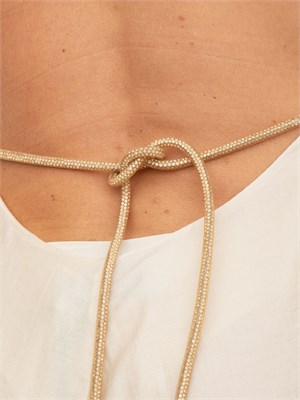 Abito lungo Blugirl in tencel beige con figura e cintura strass in DONNA