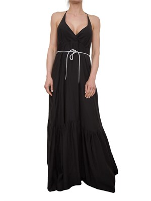 Abito lungo Blugirl in tencel nero con figura in DONNA