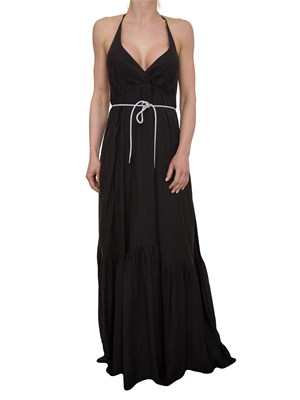 Abito lungo Blugirl in tencel nero con figura in DONNA