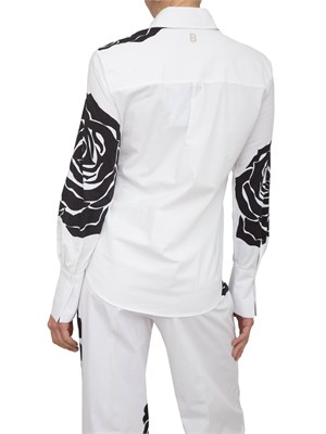 Camicia bianca Blugirl in popeline con stampa a rose nere in DONNA