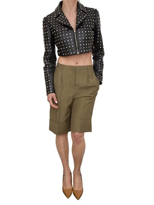 Chiodo cropped in pelle nera Blugirl con rivetti cristallo all over in DONNA