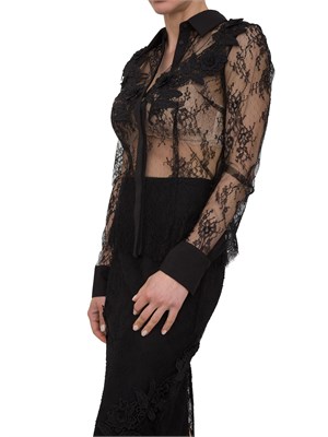Camicia slim Blugirl in pizzo nero con ricamo in DONNA