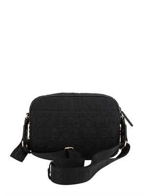 Borsa a tracolla nera in scuba Liu Jo donna con logo rilievo all-over in DONNA
