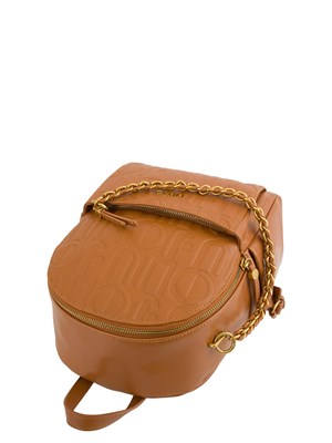 Zaino cuoio Liu Jo logo embossed all over con catena decorativa in DONNA