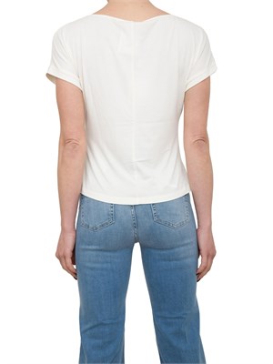 T-shirt bianca Liu Jo in jersey di cotone con gioiello in DONNA