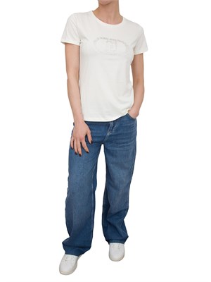 T-shirt bianca Liu Jo con strass su logo in DONNA