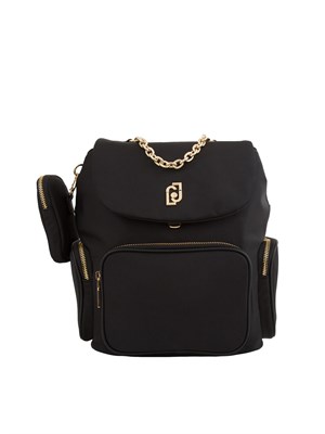 Zaino Liu Jo in nylon nero con tasche e borsellino in DONNA
