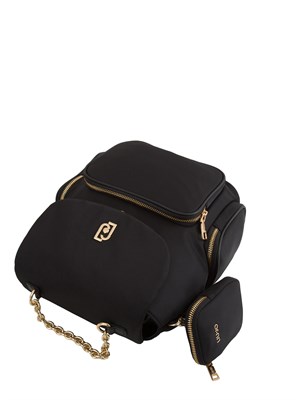 Zaino Liu Jo in nylon nero con tasche e borsellino in DONNA