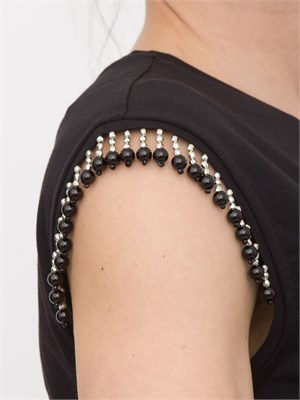 T-shirt nera Liu Jo con manica perline in DONNA