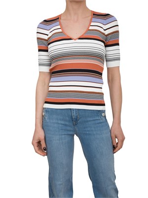 Maglia Liu Jo con fantasia righe multicolor e scollo V in DONNA