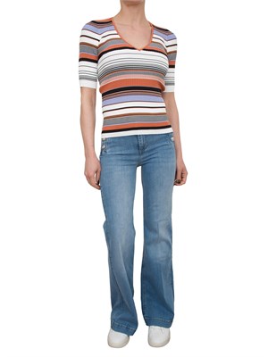 Maglia Liu Jo con fantasia righe multicolor e scollo V in DONNA