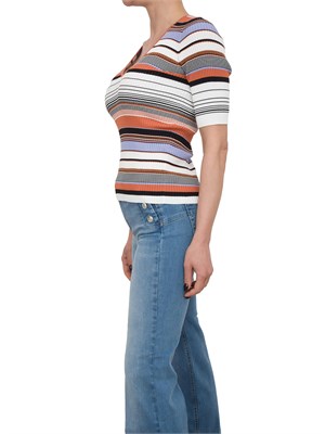 Maglia Liu Jo con fantasia righe multicolor e scollo V in DONNA
