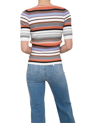 Maglia Liu Jo con fantasia righe multicolor e scollo V in DONNA