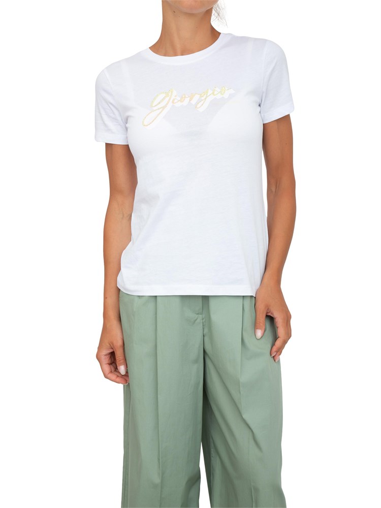 T-shirt donna Armani Exchange in cotone bianco con stampa logo