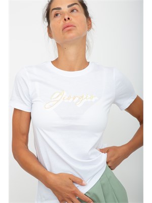 T-shirt donna Armani Exchange in cotone bianco con stampa logo in DONNA