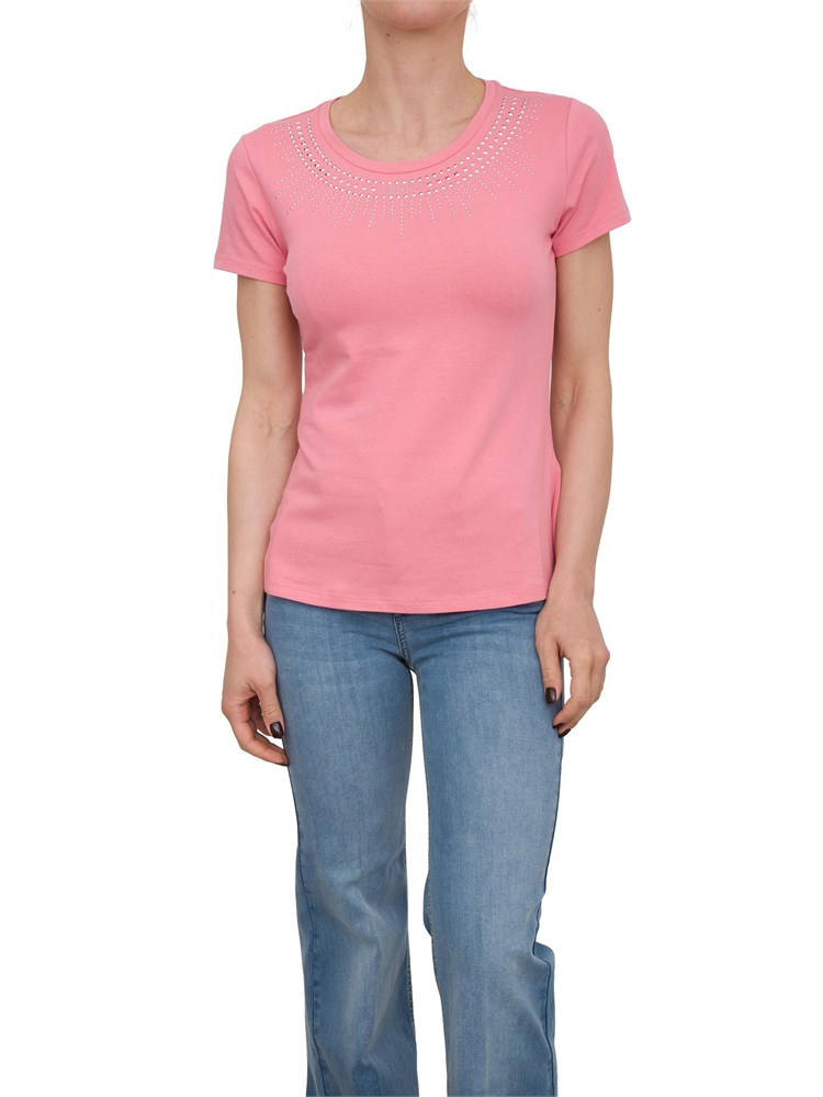 T-shirt rosa Liu Jo con logo e strass