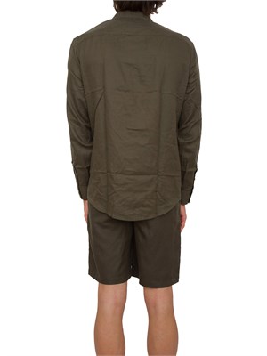 Camicia coreana  A.X. in misto lino verde in UOMO