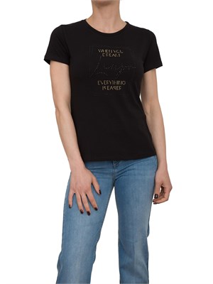 T-shirt nera Liu Jo con logo e strass in DONNA
