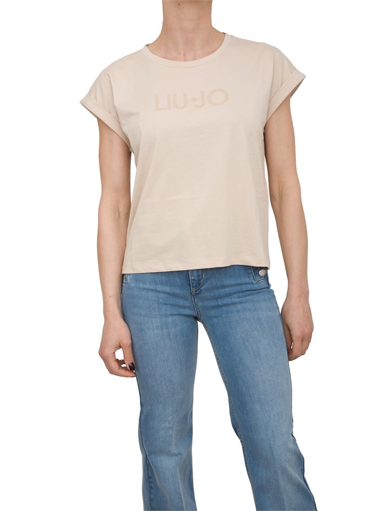 T-shirt beige Liu Jo con logo ricamato