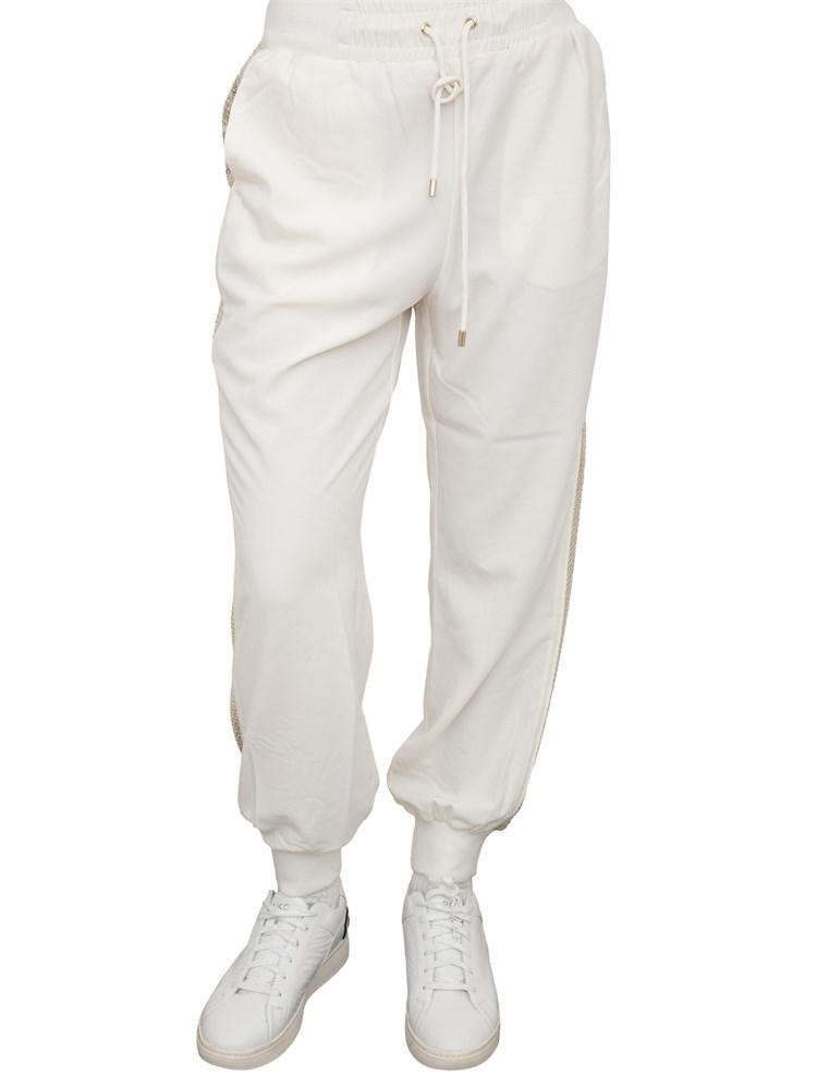 Pantaloni jogging panna Liu Jo con bande laterali di paillettes