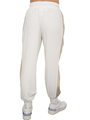 Pantaloni jogging panna Liu Jo con bande laterali di paillettes in DONNA